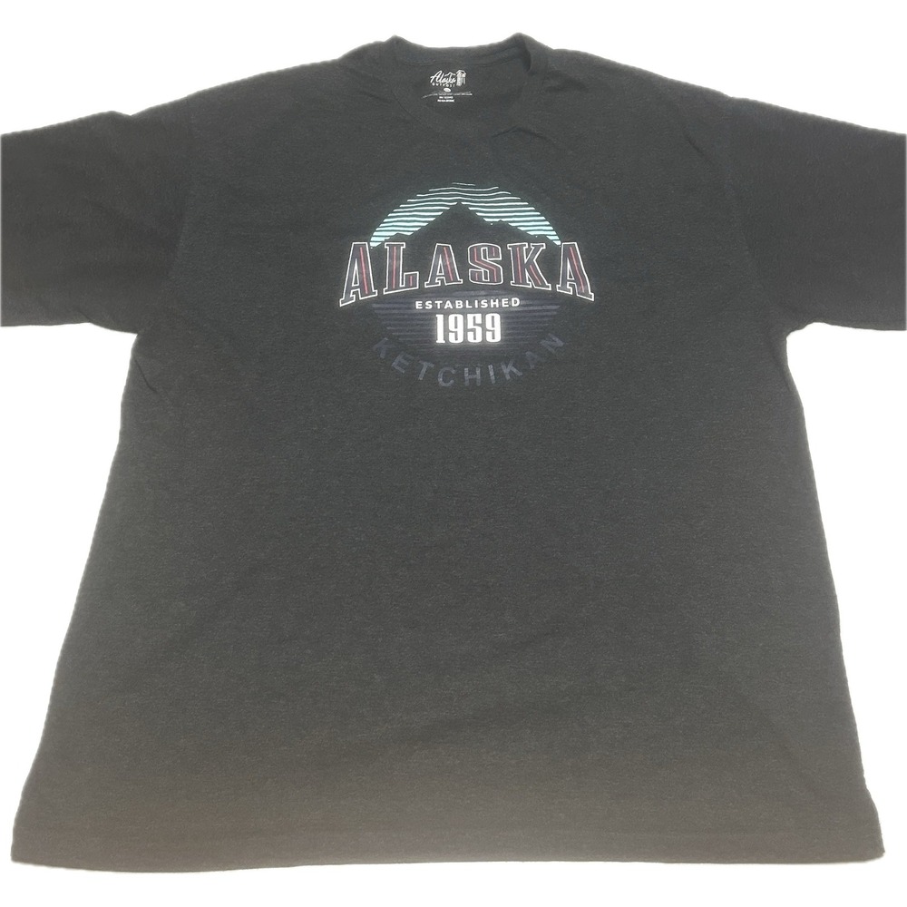 Mens 2XL Alaska Ketchikan Est 1959 Graphic Tee T-Shirt‎ Charcoal Outdoor Travel